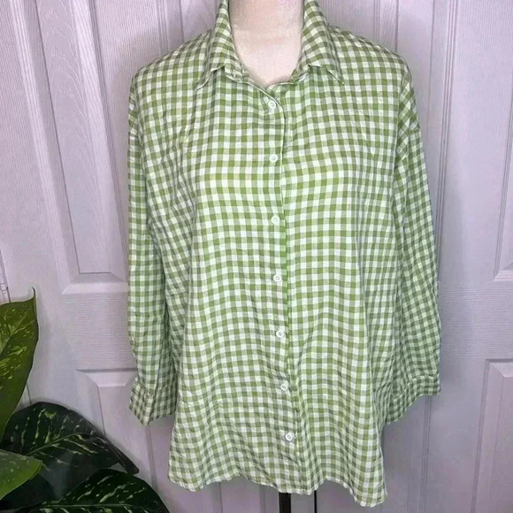 Commense Oversized Green Gingham Collared Shirt Size XS - Picture 3 of 11